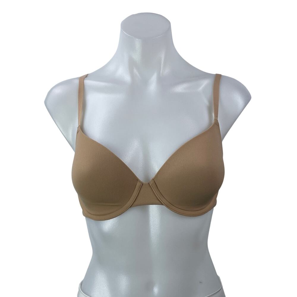 NEW SKIMS Women's Beige Seamless Adjustable Straps Underwire T-shirt Bra Sz 32D